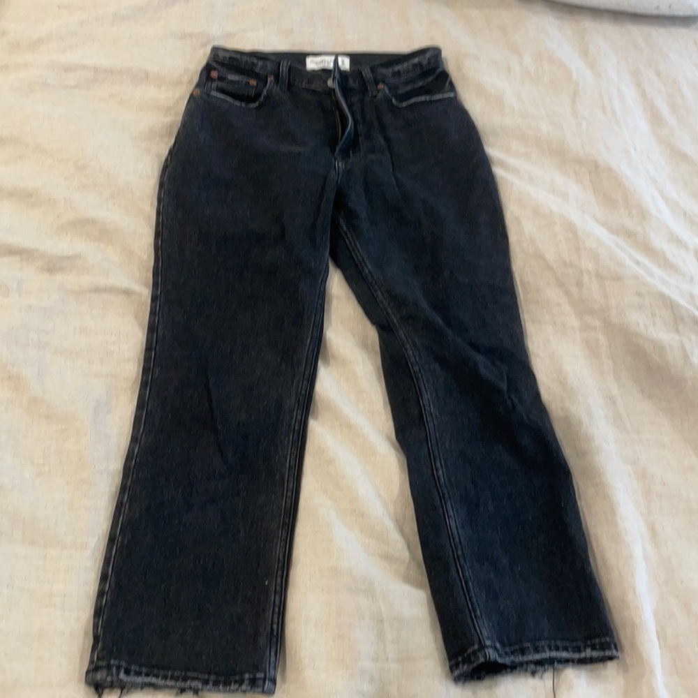 Ankle straight ultra high rise black Abercrombie jeans